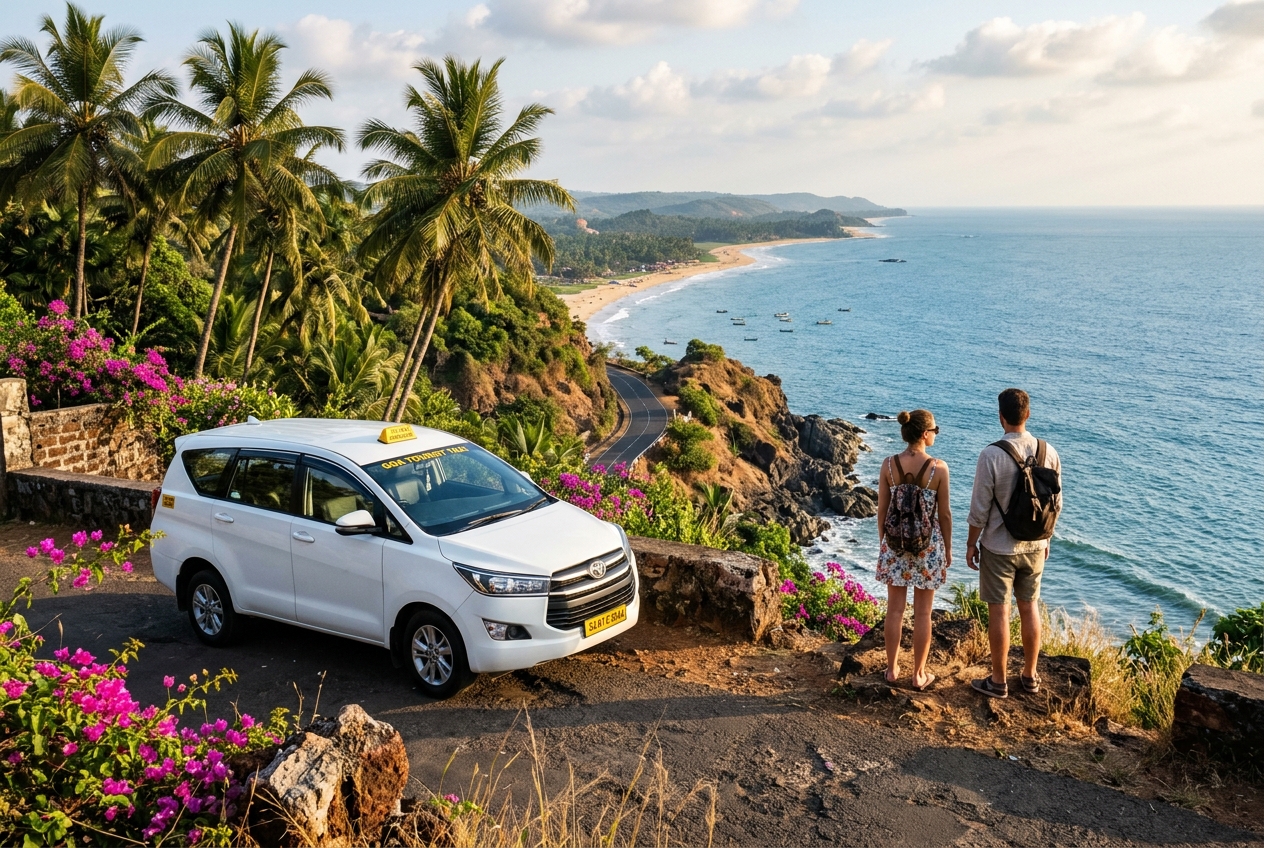 Toyota Innova Sightseeing Taxi on Coastal Road in Goa